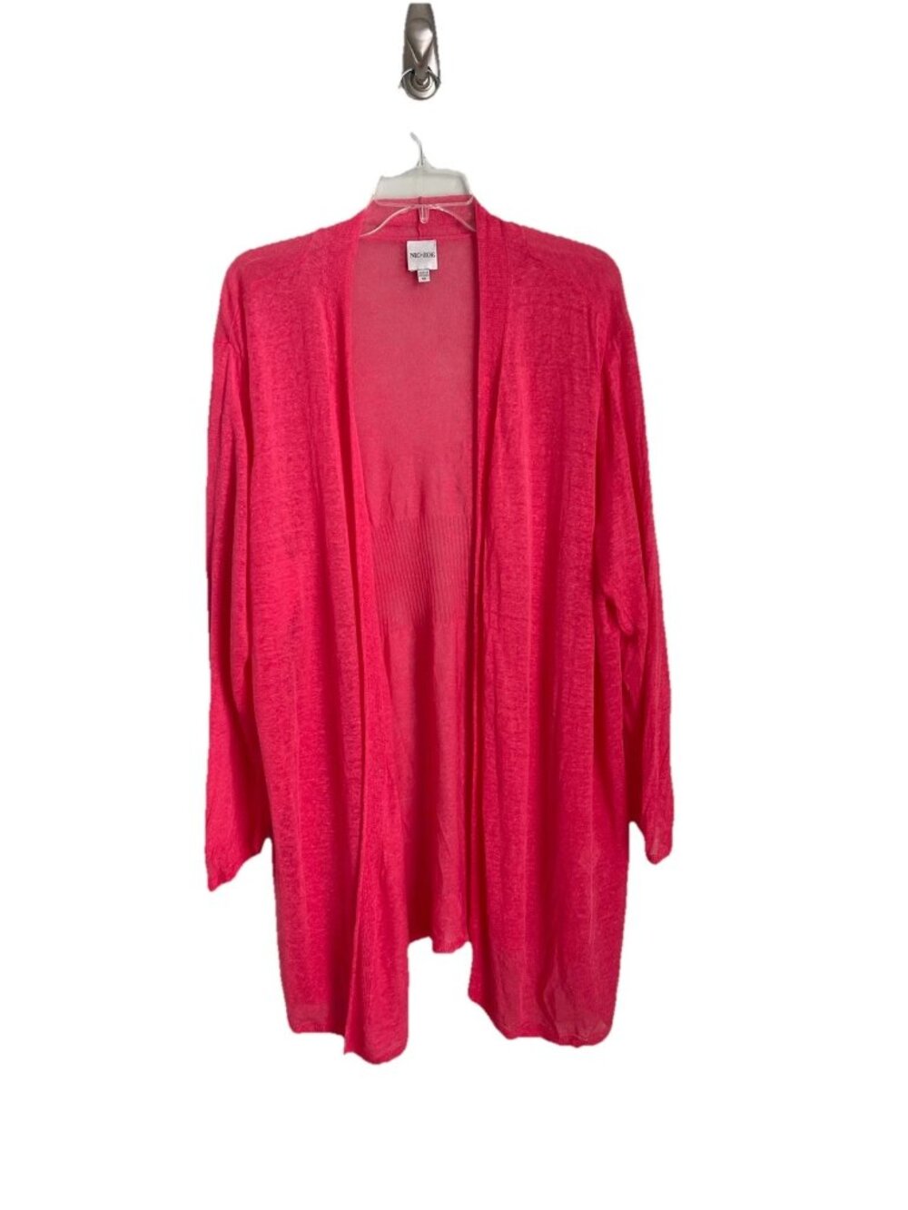 Nic + Zoe Pink Long Sleeve Linen Blend Open Front Cardigan